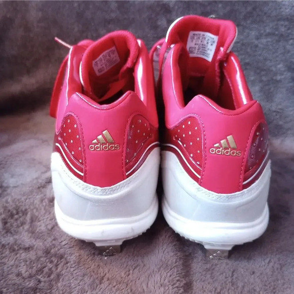 Adidas Cleat adizero Diamond Kin Metal Baseball Shoe Red White Mens Size 12 New - Picture 5 of 10